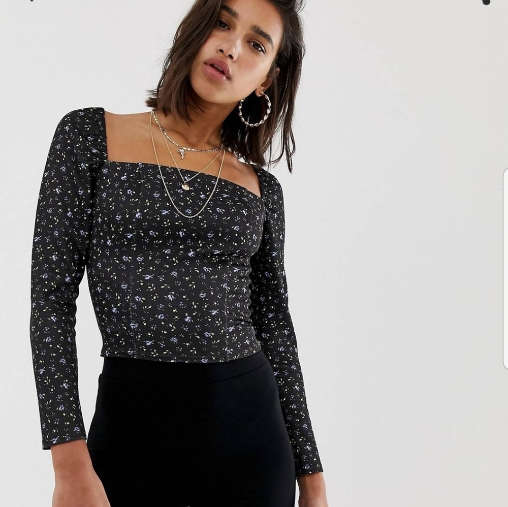 Square neck floral asos top